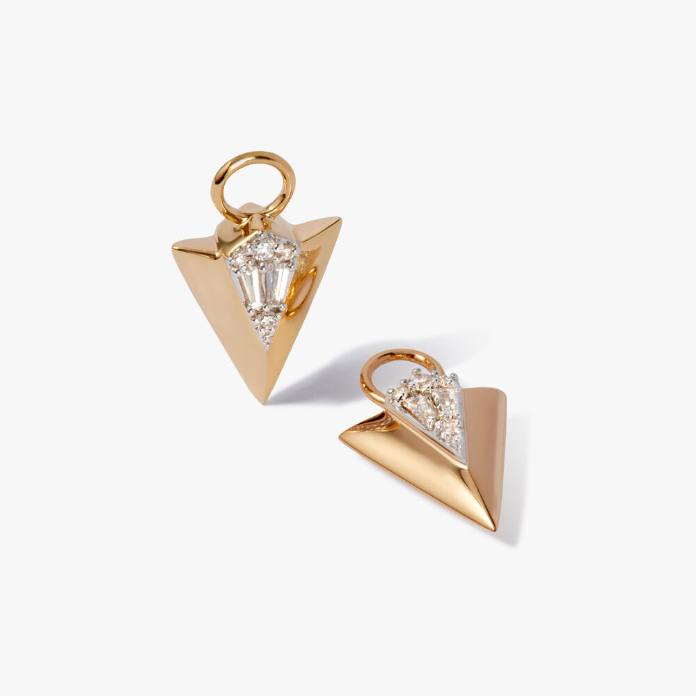 Deco 18ct Yellow Gold Diamond Arrow Earring Drops | Annoushka jewelley